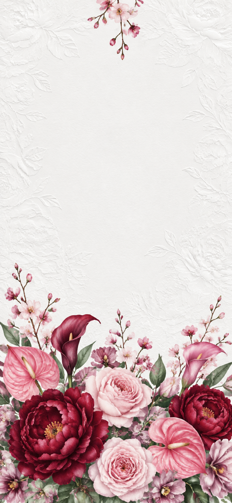 Embossed blush and burgundy card cover